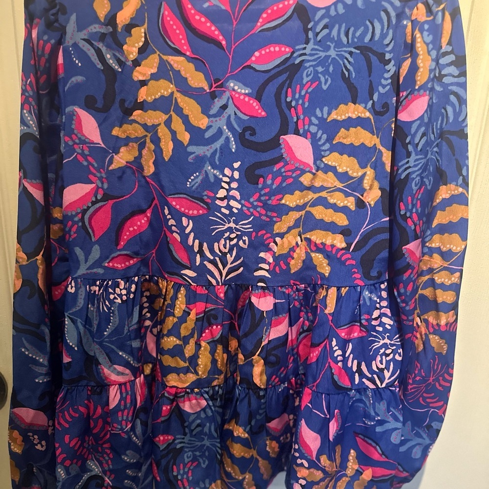 Lilly Pulitzer $198 Sarita Silk Top, Absolute Purrfection, Size 0 NWT BOHO - Picture 9 of 10